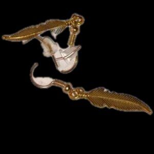 NWOT Brass Gold Feather Hook enclosure aurgical stainelss brass Dangle Earrings